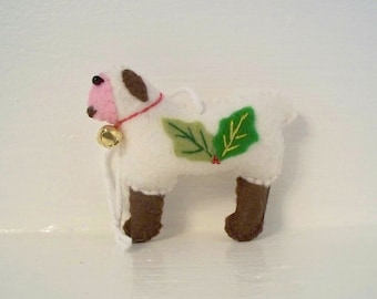 Felt Art Doll Christmas White Sheep Hanging ornament, Handmade Felt Ornaments