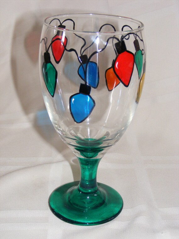 hand painted christmas lights glass goblet hand painted christmas lights glass goblet