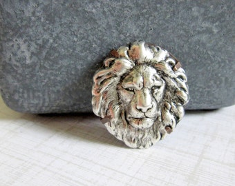 Lion Brooch, Woodland Brooch, Lion Pin, Animal Brooch, Animal Pin, Zoo Animal, Silver Lion, Jungle Animal, Lion's Mane, Lion, Silver, Pin