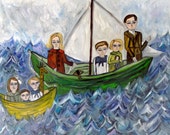 The Cavendish children depart for places unknown.  Original oil painting by Vivienne Strauss.
