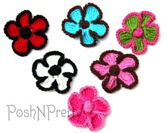Handmade Crochet Flower - Set of 5 - Choose Colors ...