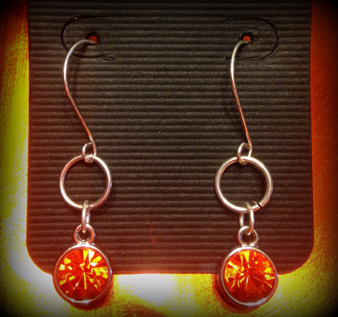 Bright Orange Crystal Earrings