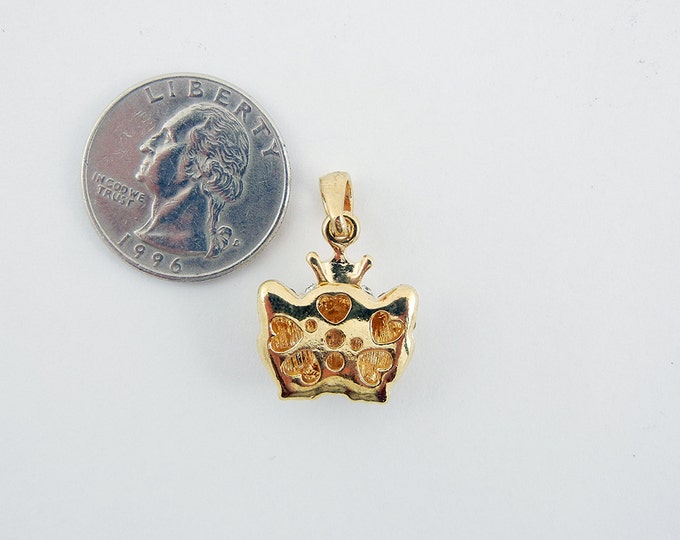 Small Gold-tone Frog Pendant Rhinestone Encrusted