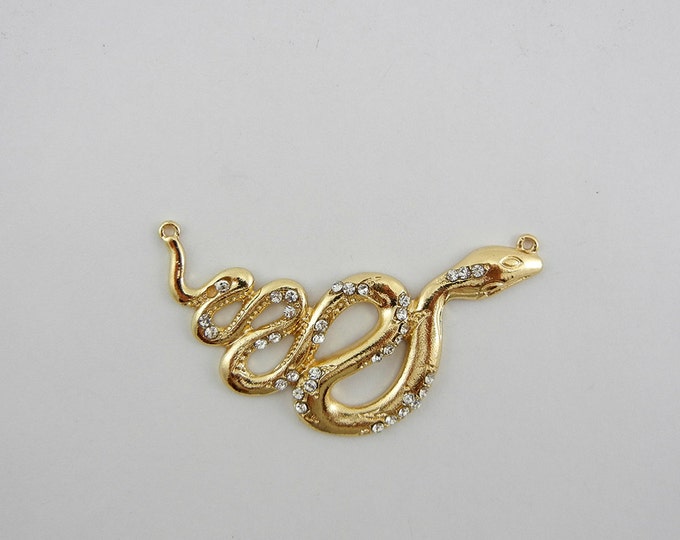 Double Link Gold-tone Curled Snake with Rhinestone