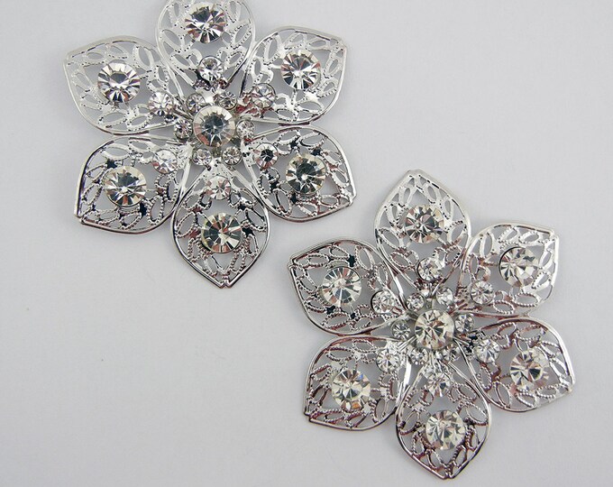 Pair of Large Filigree Snowflake or Flower Charms