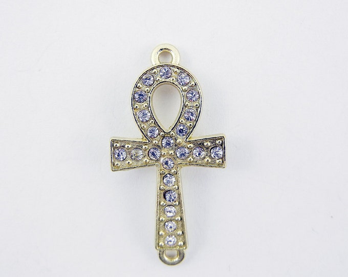 Small Double Link Gold-tone Ankh Symbol Charm Pendant