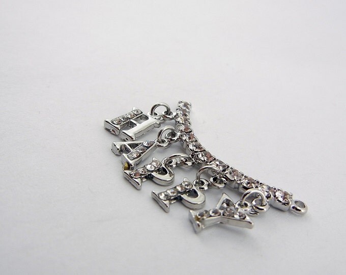 Rhinestone Pendant with Letters that Spell the Word "Happy"