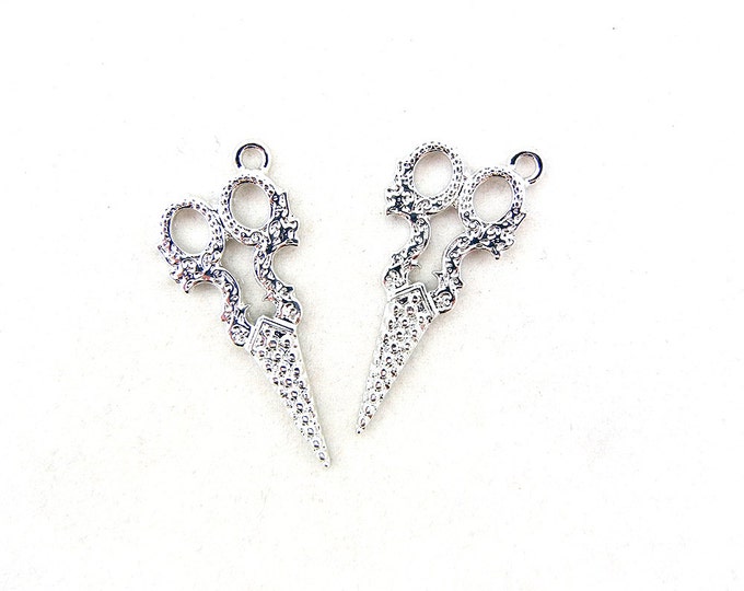 Pair of Small Silver-tone Crane Scissor Charms