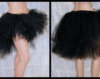 Gothic Black Trashy Knee Length Bustle TuTu Skirt MTCoffinz --- Adult All Sizes