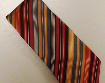 Designer Cromwell & Stokes Neck TIE SILK Satin Stripes Colorful 1980s Dead Stock 60 x 3 in