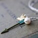 Archery Necklace Verdigris Green Arrow Freshwater Pearl June Birthstone Pendant Brass Charm
