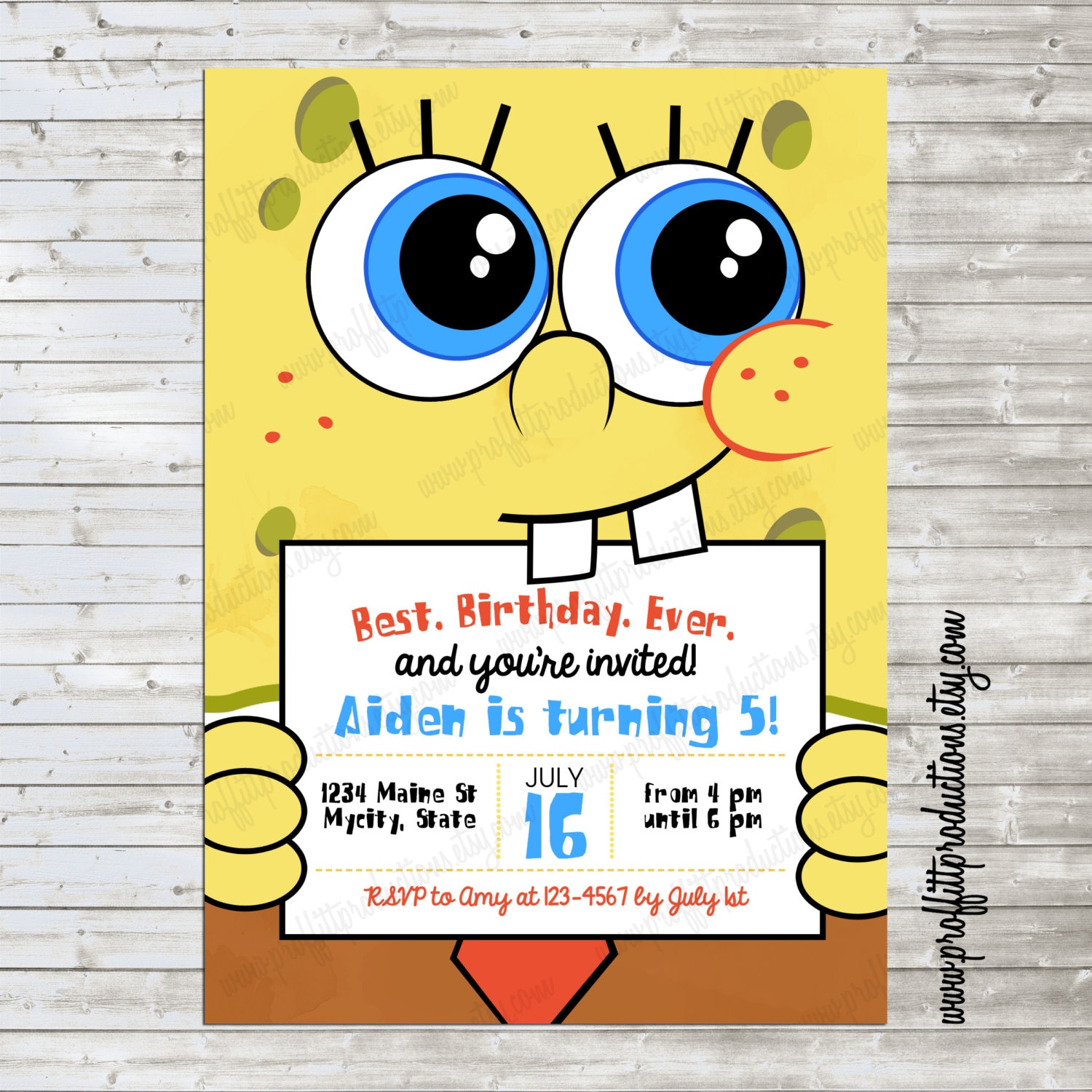 Modern Spongebob Birthday Party Invitation