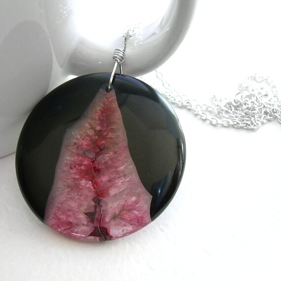 Vampire Druzy Agate Pendant Stone Necklace Blood by cindylouwho2