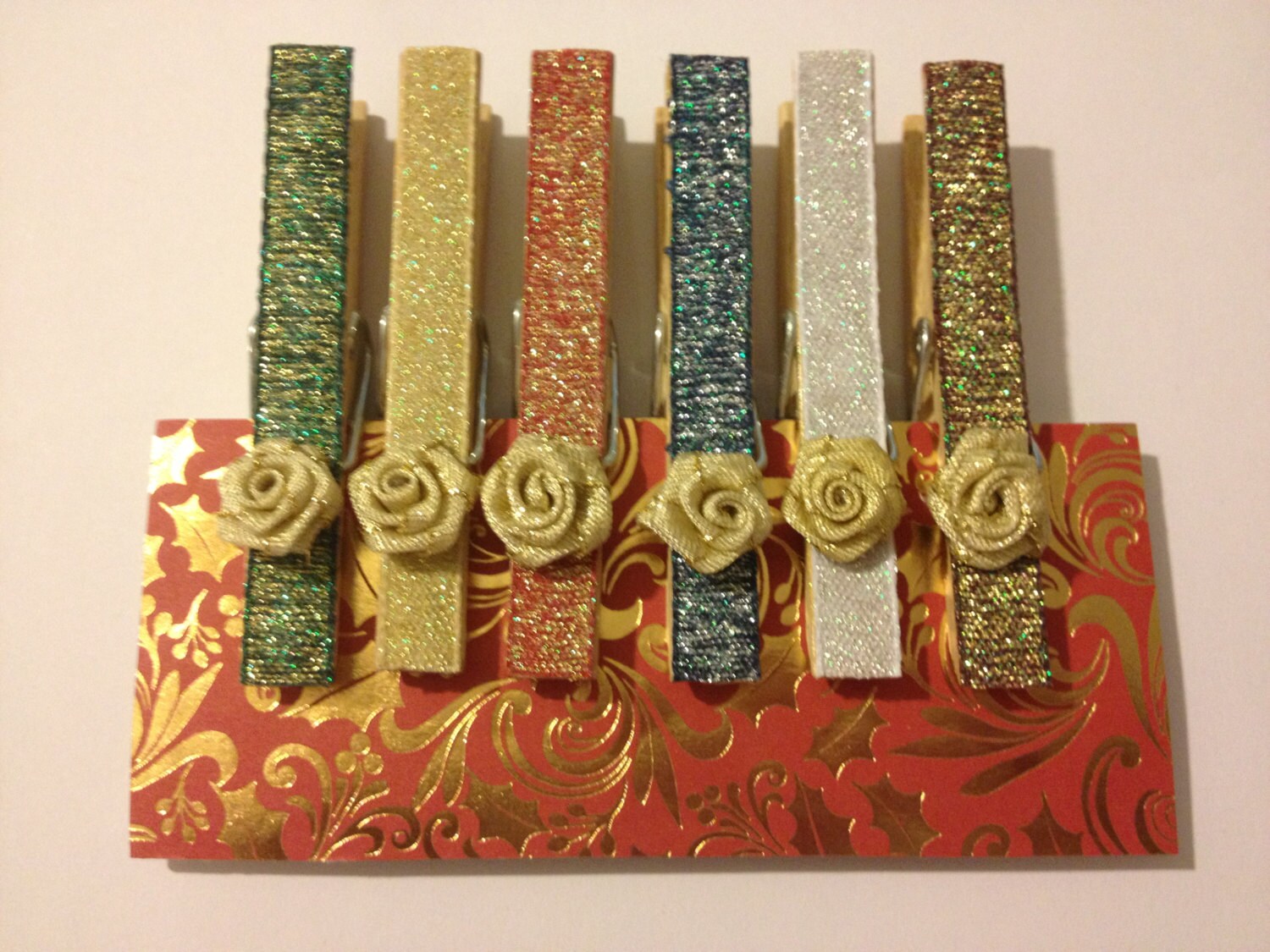 Shabby Chic Decorative Clothes Pins Banner Christmas Wood