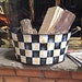 Hand Painted Black and White Checked Metal Bucket beverage bucket storage bucket