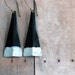 Modern Triangle Earrings - Black, White, Granite Gray Patina - Minimalist - Tribal, Rustic Brass - Geometric Dangles - Gift Box