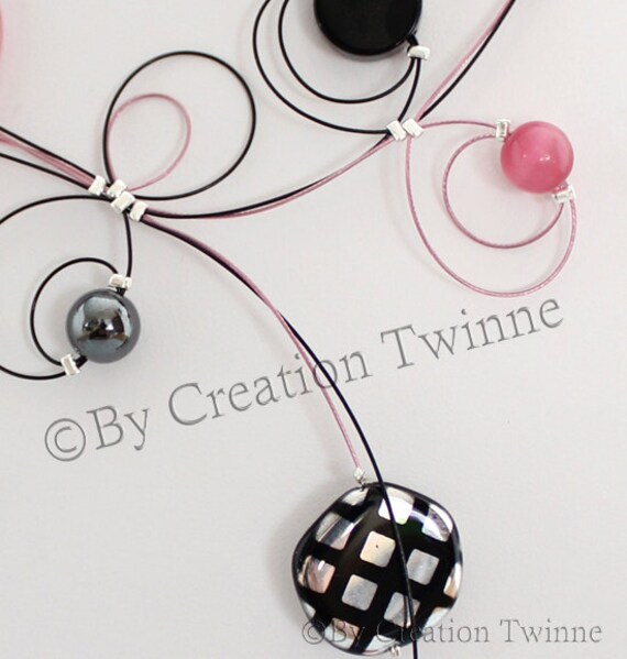 unique design pink necklace pink funky necklacecocktail