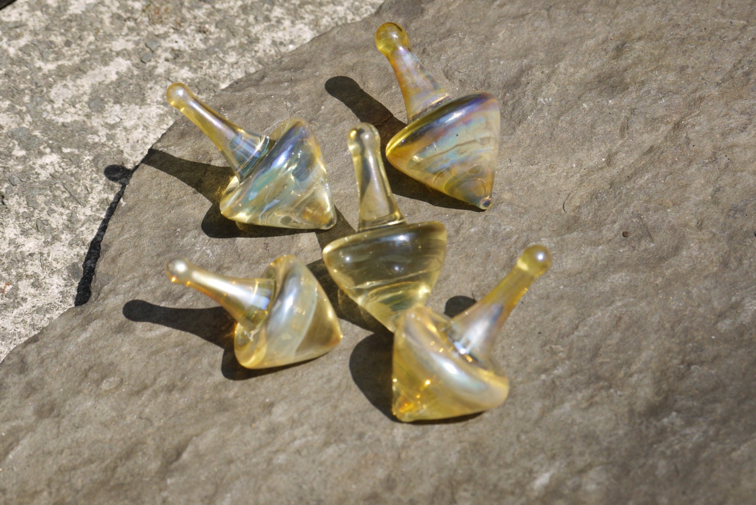 Silver Fumed Glass Spinning Top Decoration Welsh Spin Top