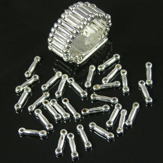 3 Gross Ring Stretch Band Ring Beads Silver J729S