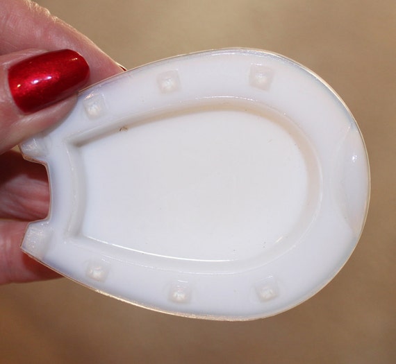 Antique milk glass horseshoe salt dip