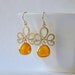 LAST ONE Bright Orange Crystal Gold Dangle Earrings