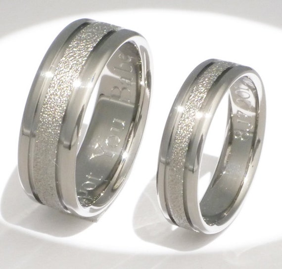 Frost Titanium Wedding Bands Matching Ring by TitaniumRingsStudio