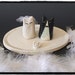 Custom Order for LaBelleDameSansMerci-Unique Stoneware Wedding Cake Topper-White Cat Bride and Tuxedo Cat Groom with Tray with White Rose