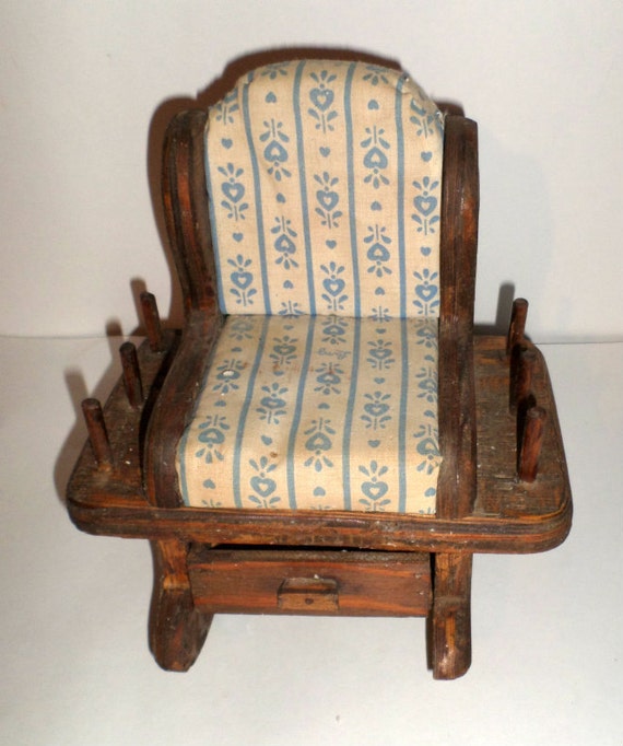 Wood Rocking Chair Sewing Caddy Pin Cushion Thread Holder
