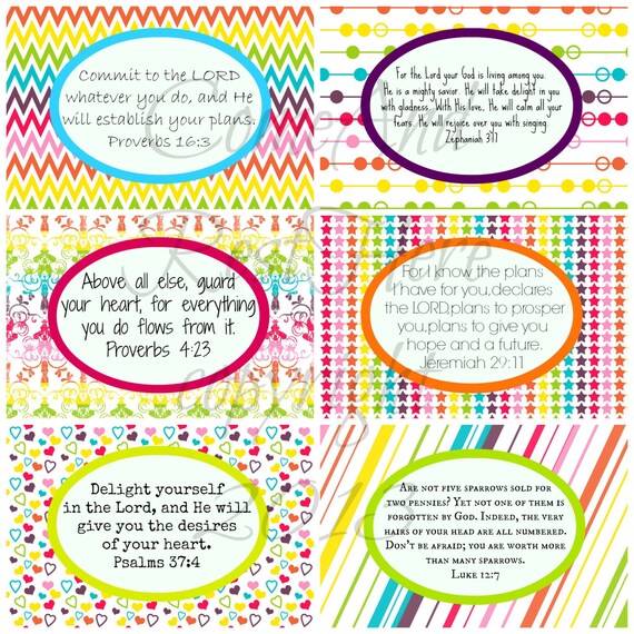 Items similar to Printable Rainbow Scripture Cards for Girls on Etsy