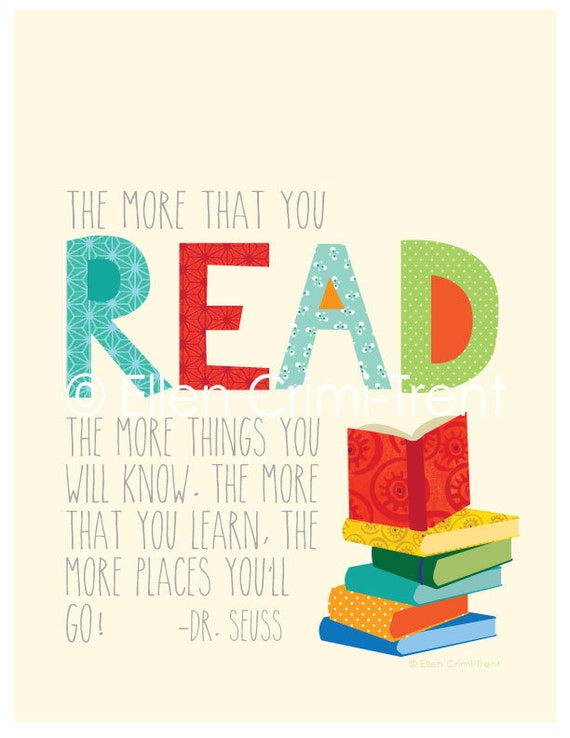 Dr. Seuss the more you read kids wall art