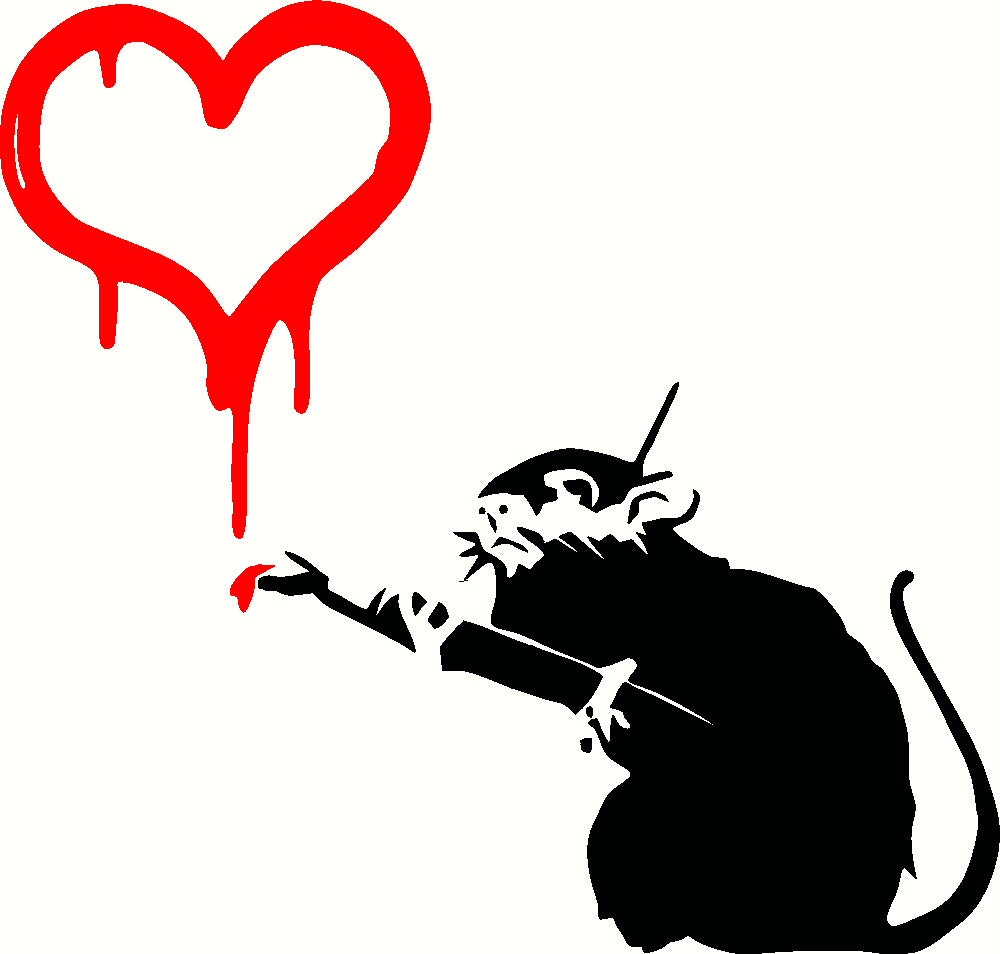 banksy love rat figure white