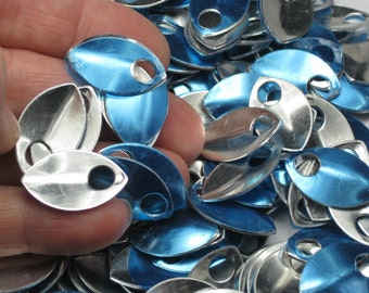 20 Or More Shiny Aluminum Scales Stamping Blanks Leafs Leaves Oval 21 Gauge Mirror Shiny Silver Tone Aluminum Lightweight Won't Rust/Tarnish