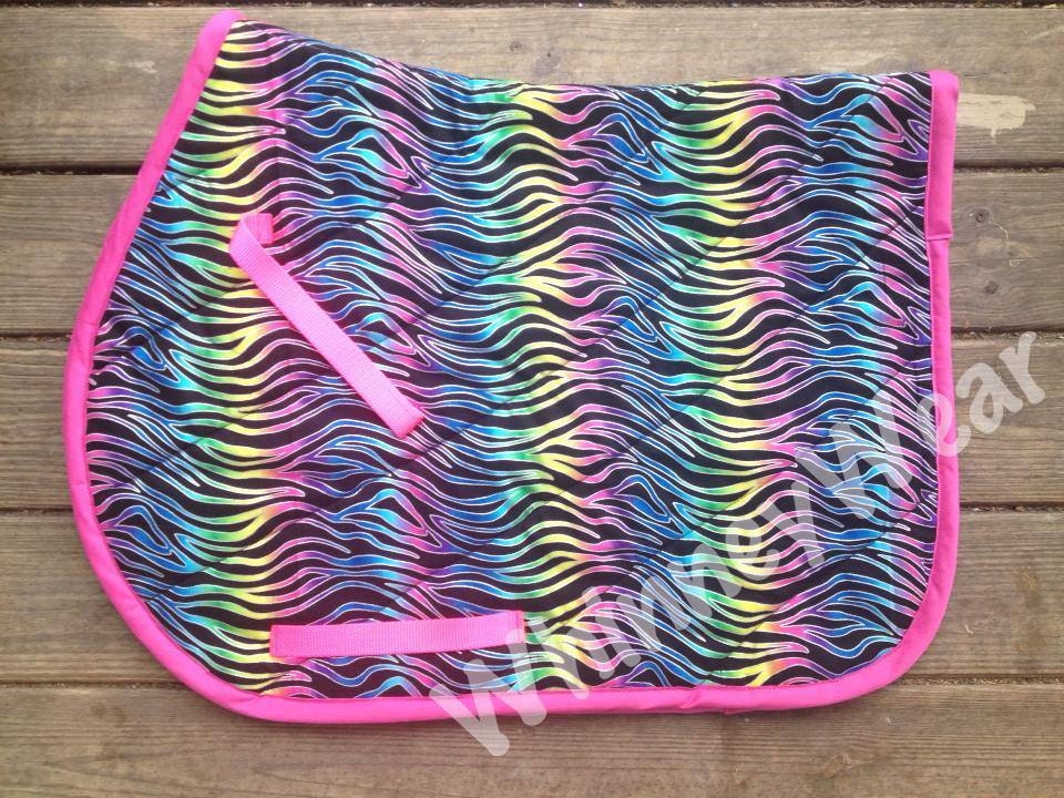 Rainbow Zebra AP English Saddle Pad by WhinneyWear on Etsy