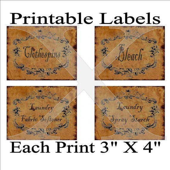 labels printable 4 per sheet primitive grungy laundry room