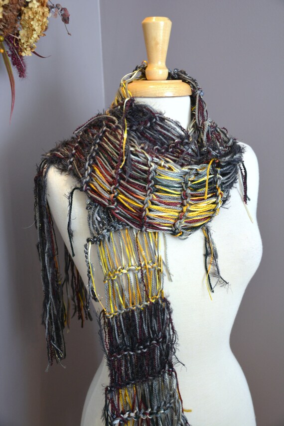 Knit lightweight scarf See through scarf by RockPaperScissorsEtc