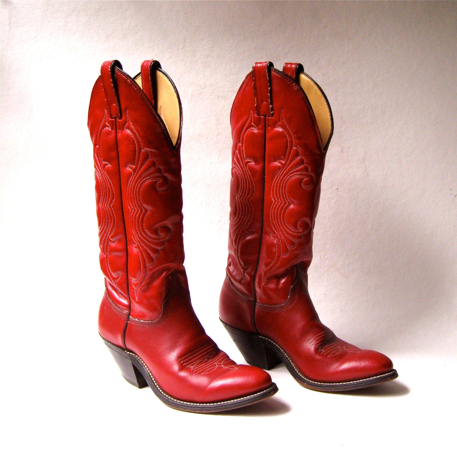 80s vintage Western Cherry Red Cowboy Boots