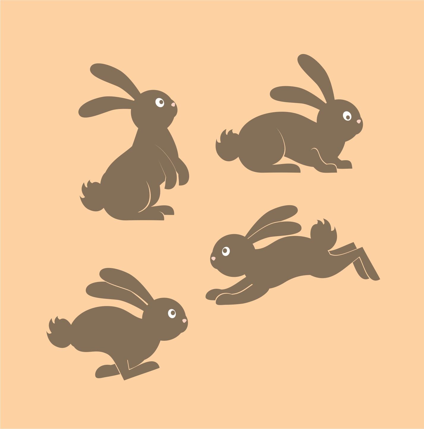 Bunny Rabbit Wall Decals Nursery Wall Decals Set Of Four 