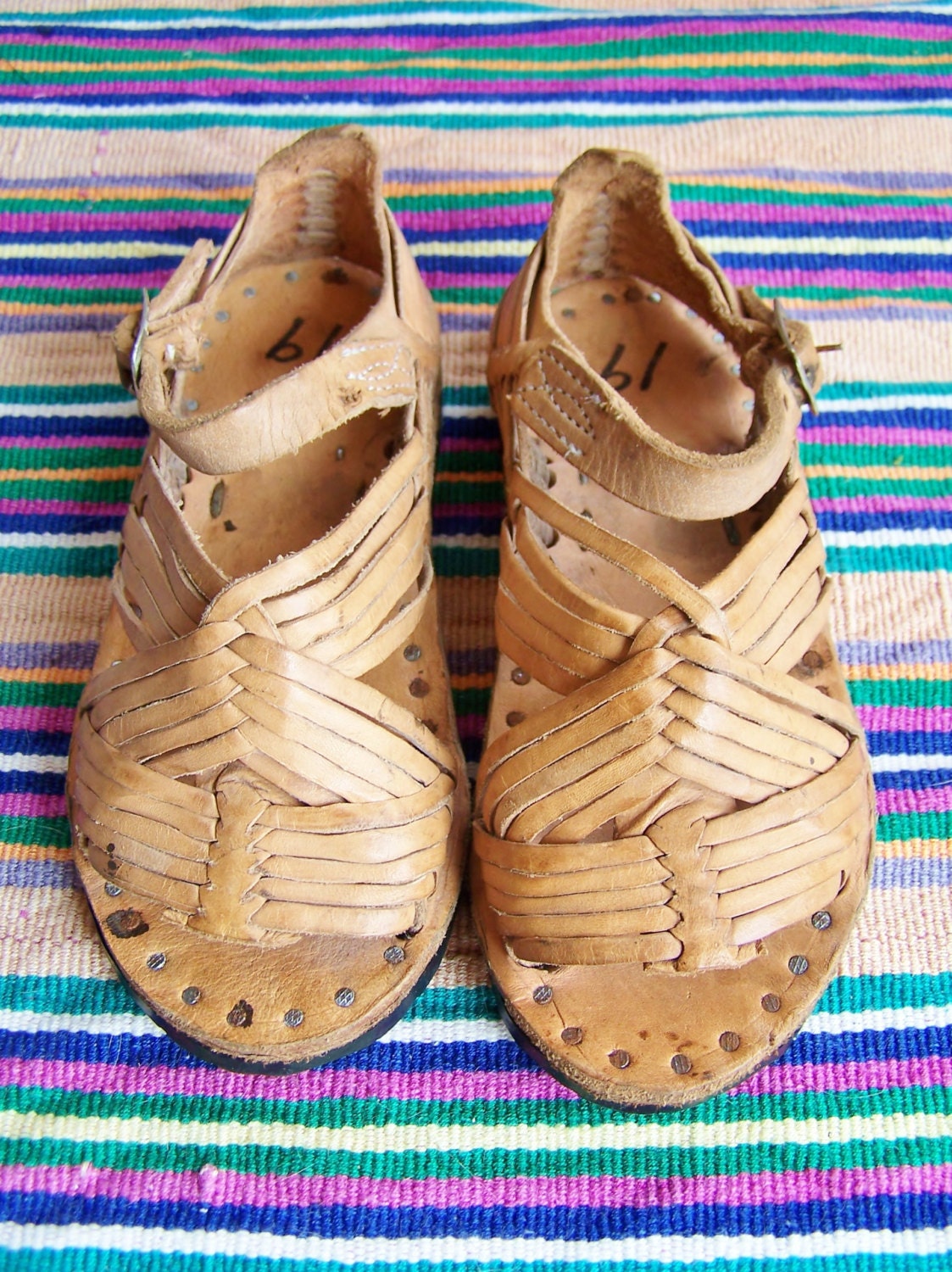 Huarache sandal Traditional Mexican child size woven leather