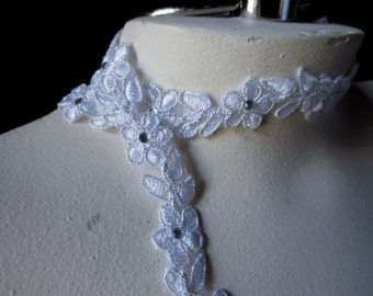 Silver Beaded Lace Trim with Rhinestones for Bridal, Veils, Headbands, Costumes BL 4031slv