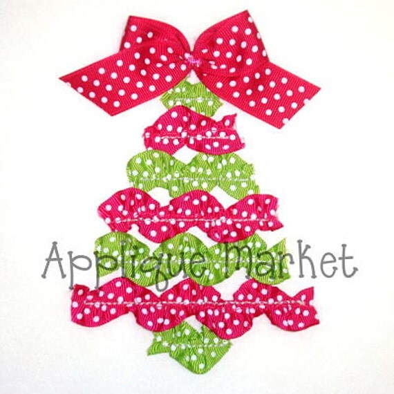 Machine Embroidery Design Applique Ruffled Ribbon Tree INSTANT