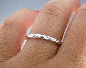 Stack Ring, Cooper Cut Stack Band, Silver Stack Band, 1 Band Ring, Sterling Ring