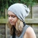 Grey Gray Oversized Knitted Vegan Hippie Tam Slouchy Beanie Hat