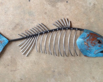 Chops Fish Metal Sculpture 36in Beach Coastal Tropical Art