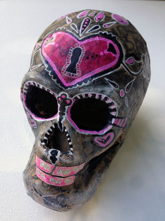 Day of the Dead 3Dimensional Mixed Media Sugar Skull by artist A.Blake