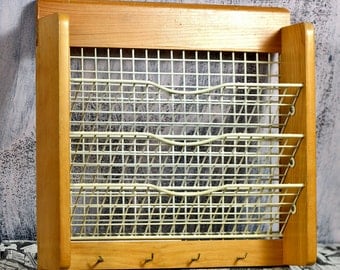vintage wood and metal organizer... home decor... home office... t10 L