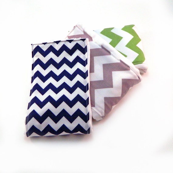 Baby Burp Cloths Boy or Girl- Navy Gray Green Chevron- Set of 3 - Your Choice // Cotton Diaper Burp Cloth
