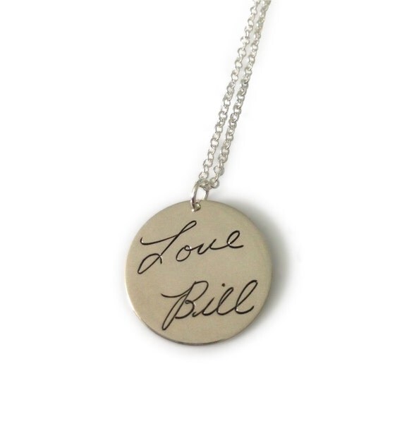 Personalized handwriting engraved necklace in by megangoldkamp
