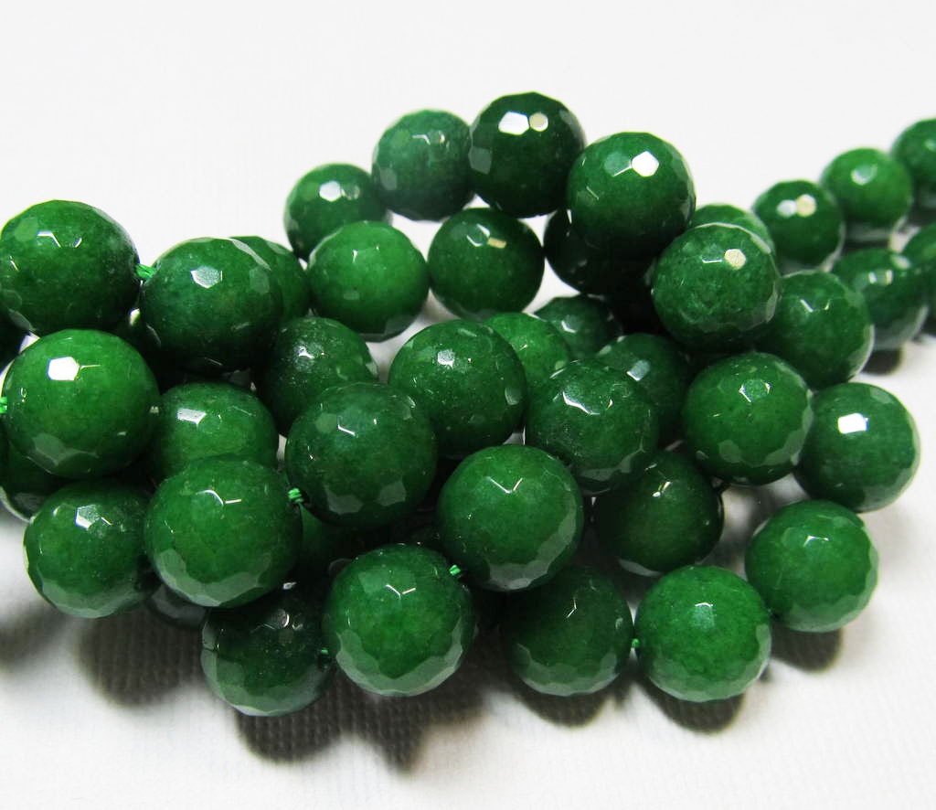 LOOSE Gemstone Beads Jade Beads Faceted 10mm Rounds