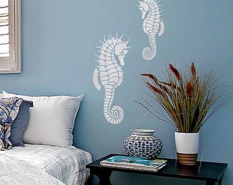 stencil stencils seahorse decor painting better than diy decals reusable medium even beach cuttingedgestencils walls mer bord chambre deco artfire