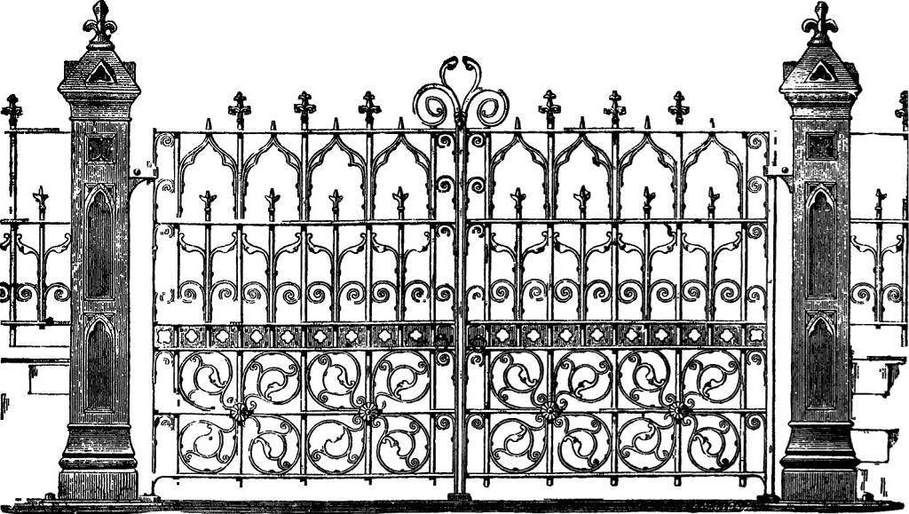 DIgital PNG Image Iron Gate Cemetery Halloween Spooky Black White You ...